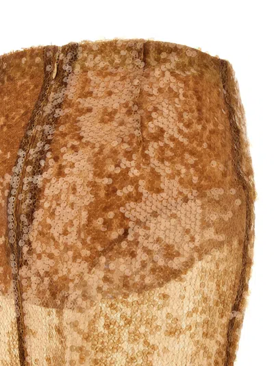 Elisabetta Franchi Sequin Embellished High Waist Skirt In Gold