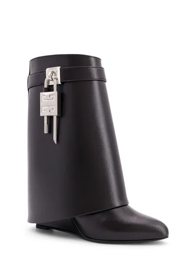 Givenchy Draped Design Black Boots With Pointed Toe And Signature Buckle