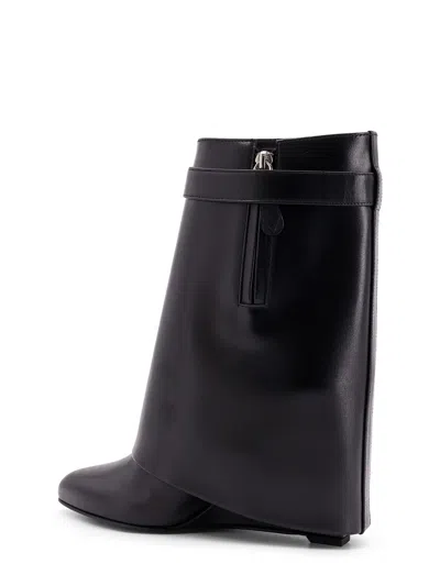 Givenchy Draped Design Black Boots With Pointed Toe And Signature Buckle