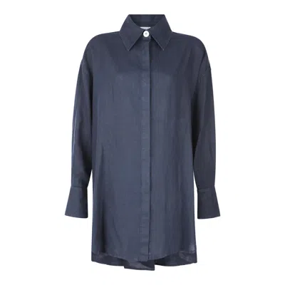 Malo Relaxed Fit Longline Shirt With Back Pleat