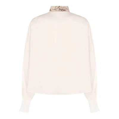 Brunello Cucinelli Lightweight Cotton Shirt With Contrasting Details In White