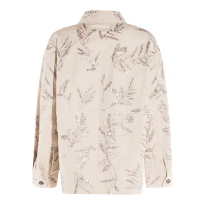 Brunello Cucinelli Sequin Embellished Casual Top With Buttoned Cuffs In Multi