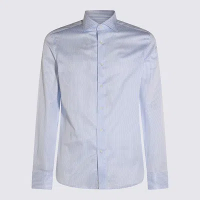 Canali Striped Long-sleeved Shirt In Blue