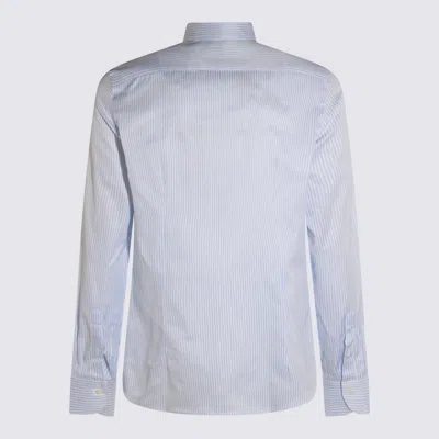 Canali Striped Long-sleeved Shirt In Blue