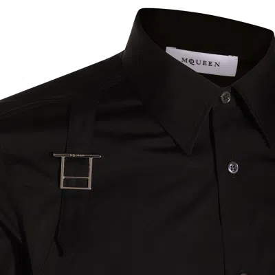 Alexander Mcqueen Buttoned Cuffs Long Sleeve Shirt Strap In Brown