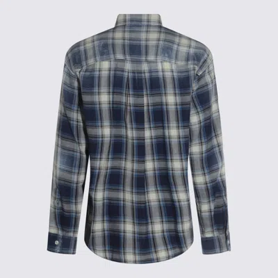 Dsquared2 Checked Pattern Shirt With Pockets And Collar In Blue