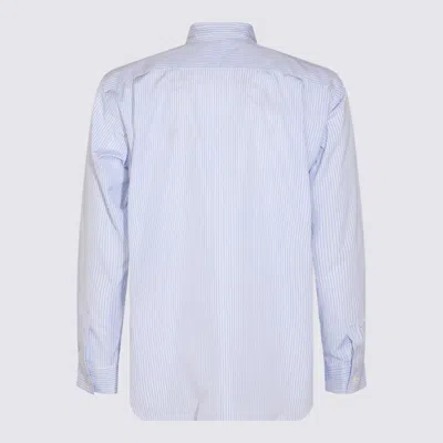 Comme Des Garçons Shirt Striped Patchwork Button-down Collar In Blue