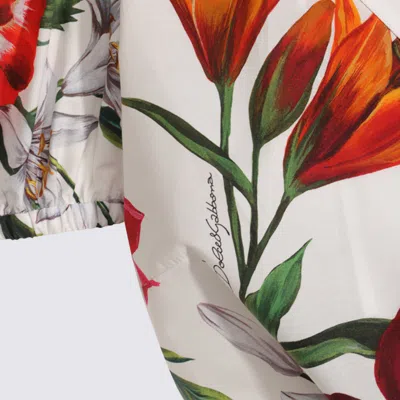 Dolce & Gabbana Cotton Crop Shirt With Flower Print Dolce E Gabbana In Multi