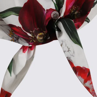 Dolce & Gabbana Cotton Crop Shirt With Flower Print Dolce E Gabbana In Multi