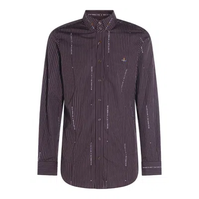 Vivienne Westwood Striped Pattern Button-down Collar Long Sleeves Shirt In Brown