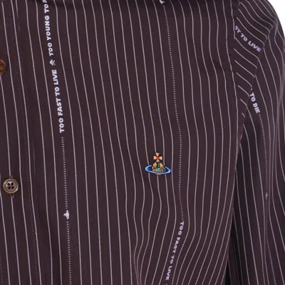 Vivienne Westwood Striped Pattern Button-down Collar Long Sleeves Shirt In Brown