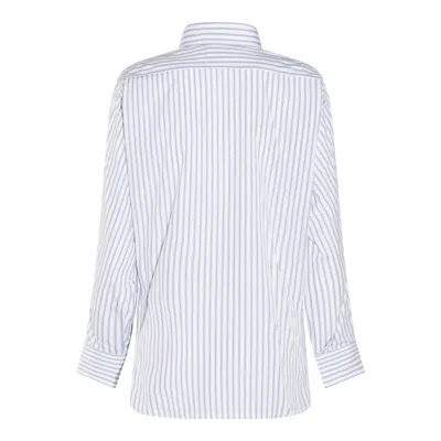 Maison Margiela White And Light Blue Cotton Shirt In White