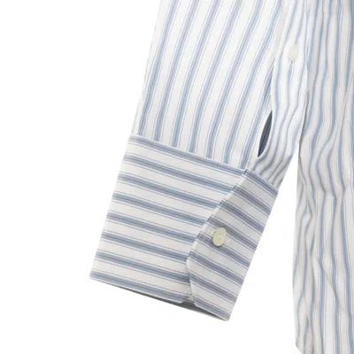 Maison Margiela White And Light Blue Cotton Shirt In White