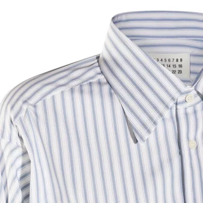 Maison Margiela White And Light Blue Cotton Shirt In White
