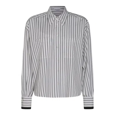 Brunello Cucinelli Shirts Panama/blue In Gray