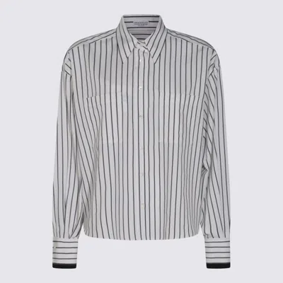 Brunello Cucinelli Shirts Panama/blue In Gray