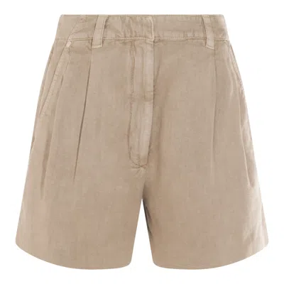 Brunello Cucinelli Cotton Blend Bermuda Shorts In Brown