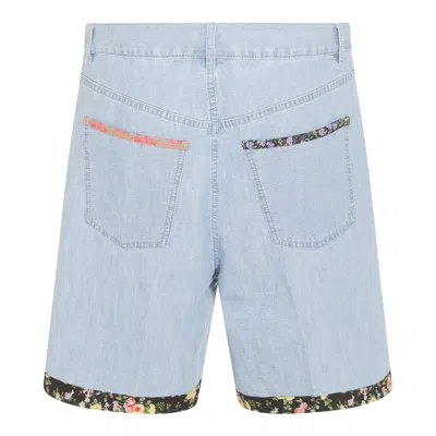 Valentino Tailored Shorts With Floral Trim And Pockets In Blue