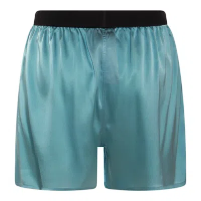Tom Ford Silk Satin Pj Shorts In Blue