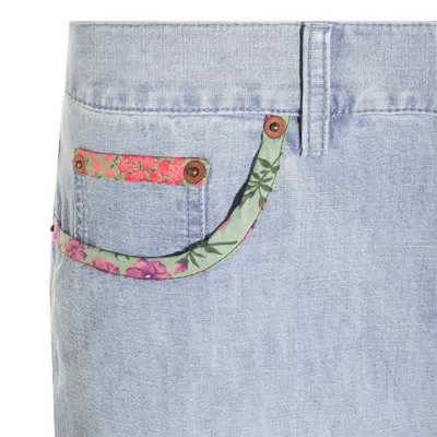 Valentino Tailored Shorts With Floral Trim And Pockets In Blue