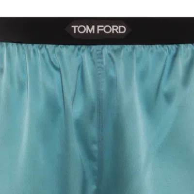 Tom Ford Silk Satin Pj Shorts In Blue