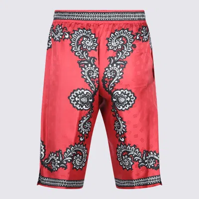 Dolce & Gabbana Printed Elastic Waistband Knee Length Shorts In Red