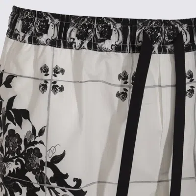 Dolce & Gabbana Monochrome Floral Elastic Waistband Knee Length Shorts In Multi