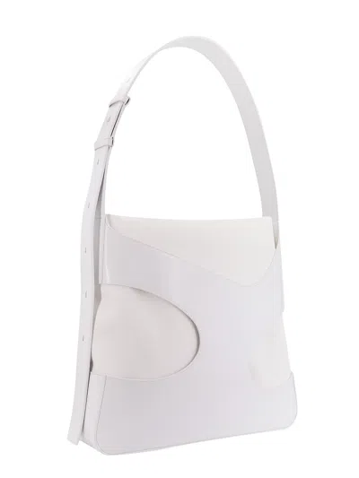 Ferragamo Men Shoulder Bag In Leather And Canvas With Cut-out Details