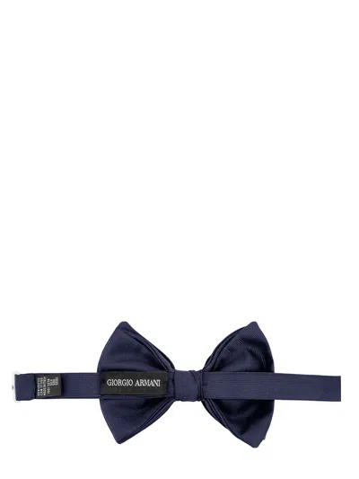 Giorgio Armani Textured Silk Bow Tie With Adjustable Strap In Blue
