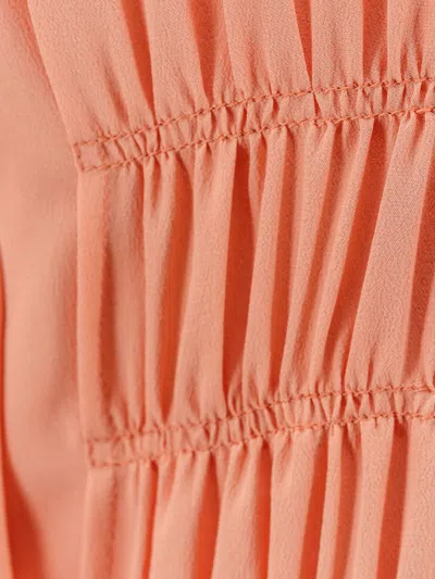 Chloé Silk Dress With Frontal Drapery In Orange