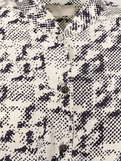 Tory Burch Silk Dress With Pixelated Logo Print In Gray