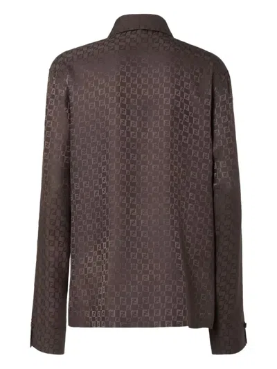 Fendi Silk Ff Jacquard Crossover Shirt