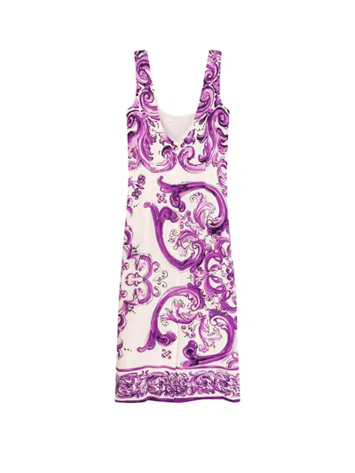 Dolce & Gabbana Scoop Neckline Fitted Silhouette Intricate Pattern In Purple
