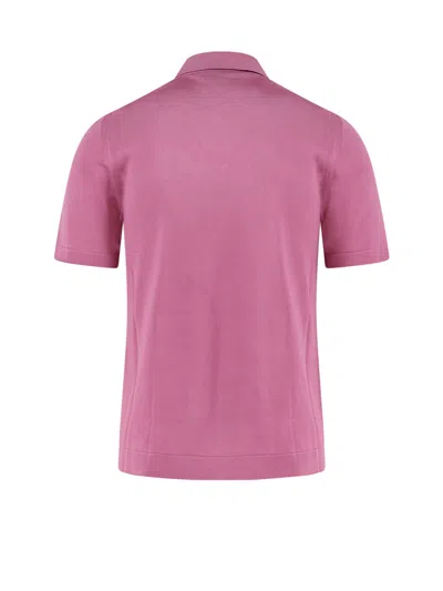 Gucci Pink Polo Shirt With Chest Pocket And Embroidered Logo On The Front In Fine Silk Knit Man In Pink