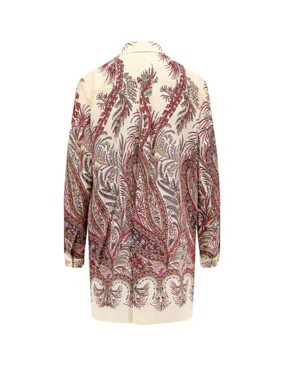 Etro Paisley Print Silk Shirt With Collared Neck In Brown