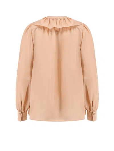 Chloé Silk Shirt With Rouches In Pink