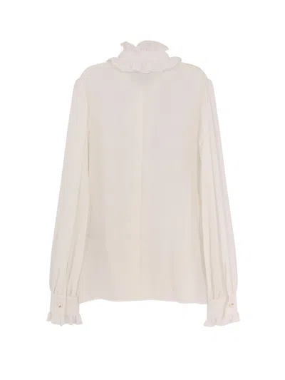Dolce & Gabbana Silk Crewneck Long-sleeved Shirt In Neutral