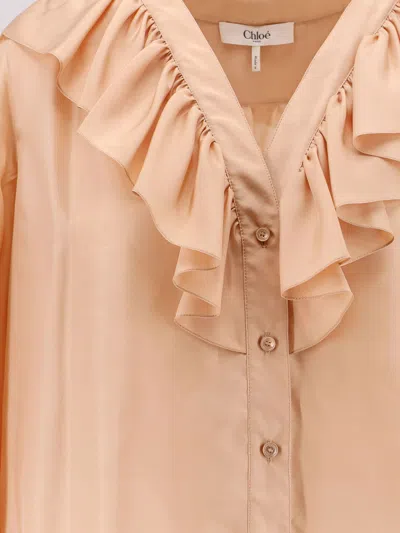 Chloé Silk Shirt With Rouches In Pink