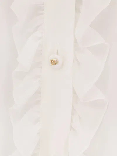 Dolce & Gabbana Silk Crewneck Long-sleeved Shirt In Neutral