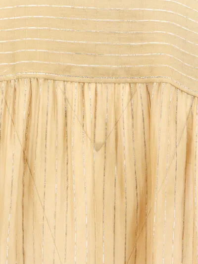 Chloé Silk Shirt With Metallic Stripes And Lurex In Yellow