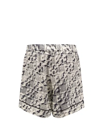 Tory Burch Silk Shorts With Pixelated Logo Print In Brown