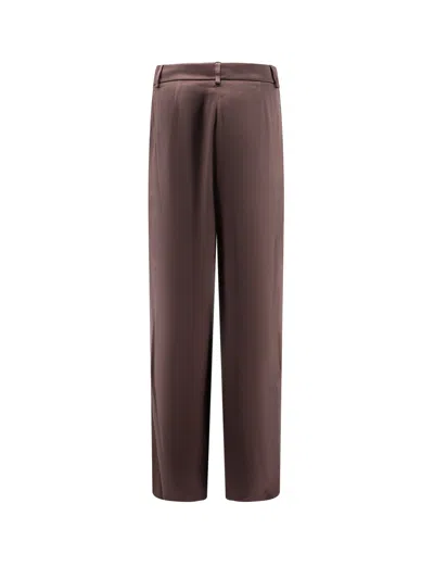 Giorgio Armani Silk Wide Trousers Pleated Front In Brown