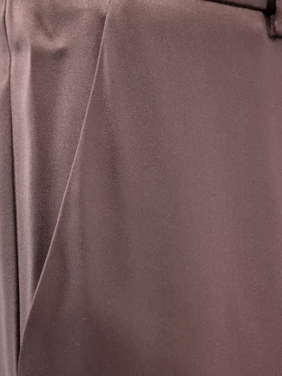 Giorgio Armani Silk Wide Trousers Pleated Front In Brown