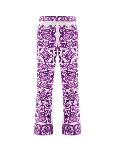 Dolce & Gabbana Maiolica Cropped Printed Silk-blend Flared Pants