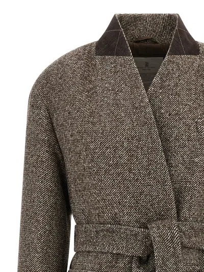 Brunello Cucinelli Single-breasted Coat Coats And Trench Coats Brown In Brown
