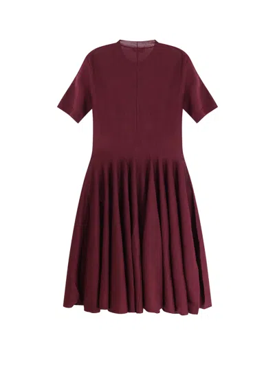 Alaïa Womens Aubergine Skater Flared Wool Mini Dress