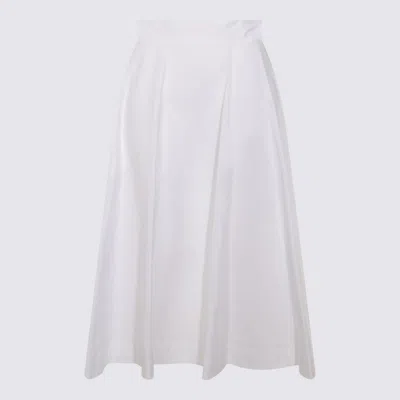 Malo A-line High Waist Midi Skirt In White