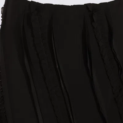 Blumarine Textured Fabric Skirt With Ruffled Slit In Black