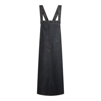 Uma Wang Jane Strap Denim Skirt In Blue