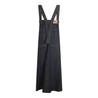 Uma Wang Jane Strap Denim Skirt In Blue
